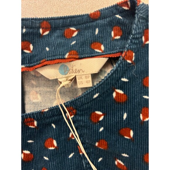 Boden Teal & Coral Coraline Corduroy Dress US 4P Petite NWOT - Picture 6 of 6